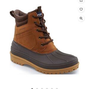 Sperry Boys Tan and Black Weatherproof Duck Boots. Worn Less Than 5 Times